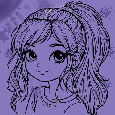 realistic girl with ponytail