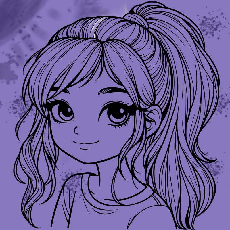 realistic girl with ponytail