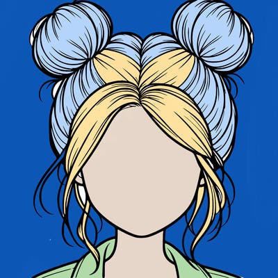 realistic girl with buns on the top of her hair