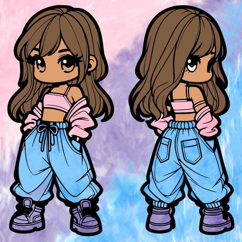 girl in crop top and baggy pants