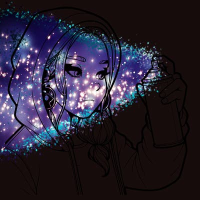 a realistic girl, spray painting