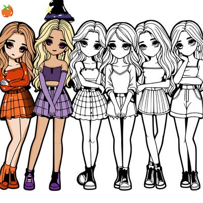 a group of girls realistic