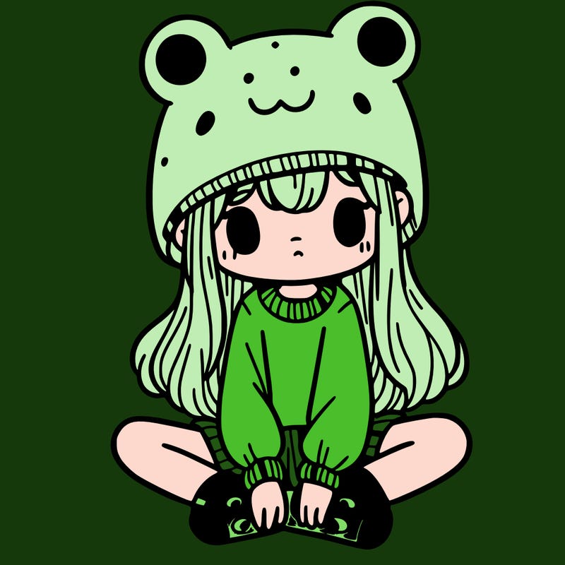 a girl wearing a frog hat and some frog socks