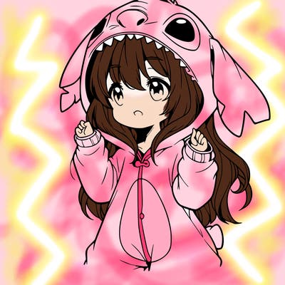 anime girl in a stitch onsie