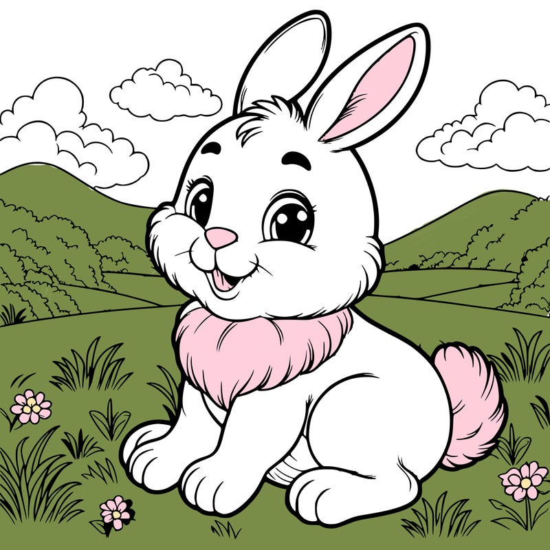 a detailed and realistic easter bunny on a field