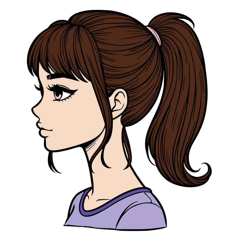 realistic woman with a pony tail hair style