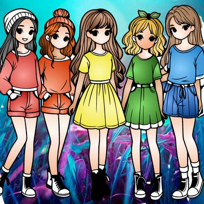 a group of five girls