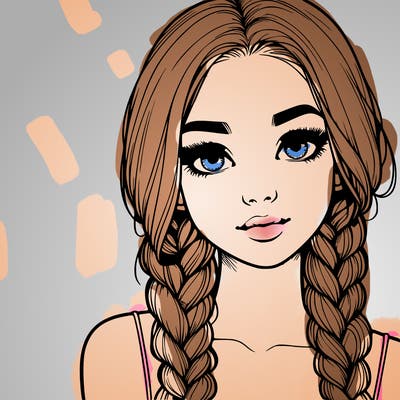 realistic girl with braids