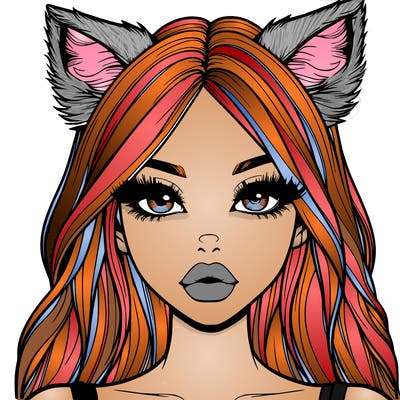 realistic girl with fox ears and realistic lips