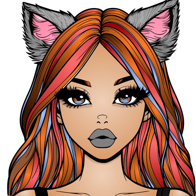 realistic girl with fox ears and realistic lips