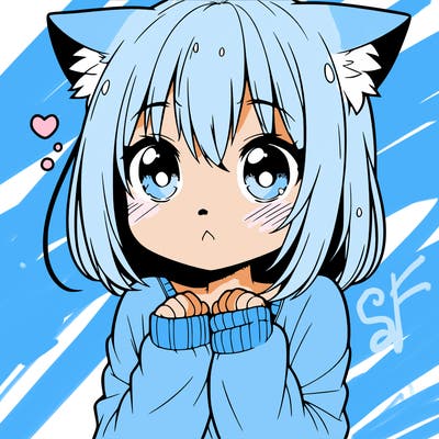 shy anime catgirl
