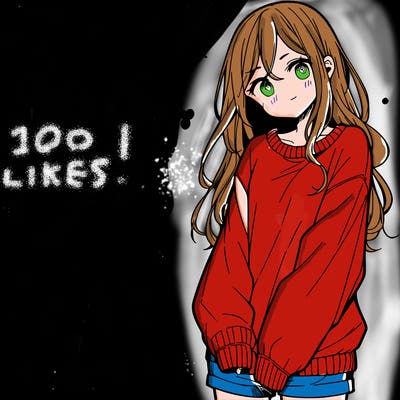 manga teen girl  in a sweater and baggy pants