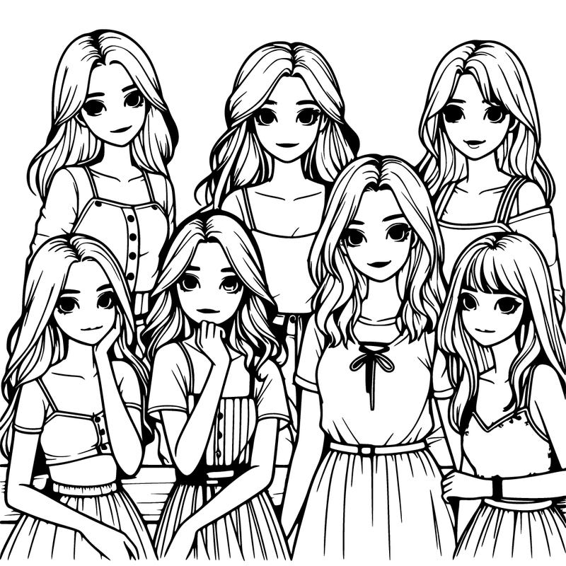 a group of girls realistic