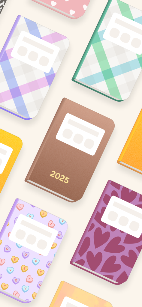 Uma variedade de capas de diário digitais estéticas coloridas e padronizadas para o aplicativo Waffle