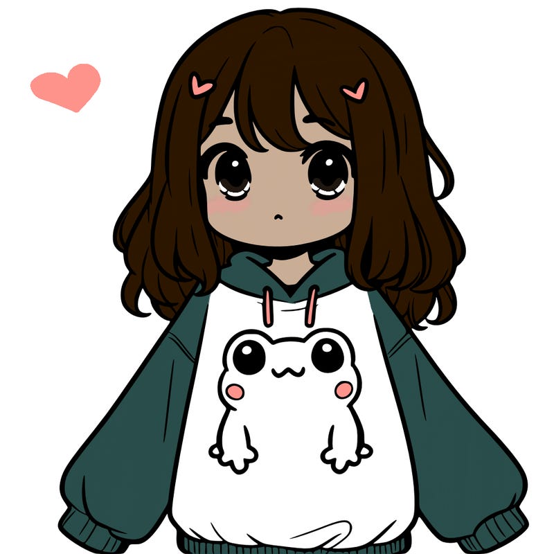 girl wearing frogging sweatshirt