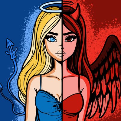 devil vs angel realistic girl