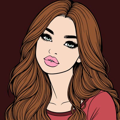 realistic girl with hair on her hair and lips