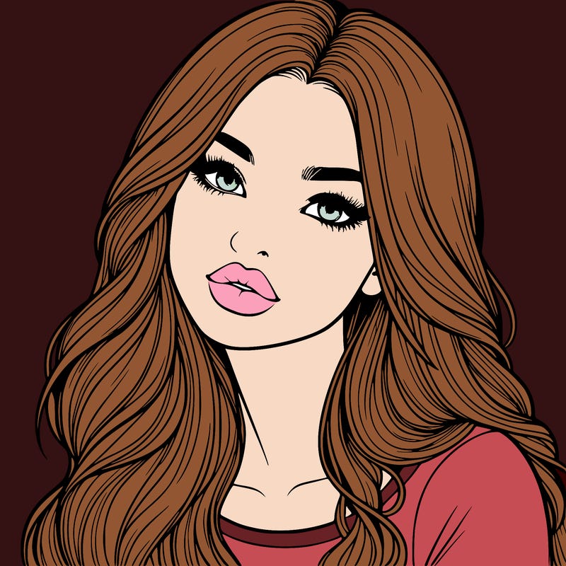 realistic girl with hair on her hair and lips