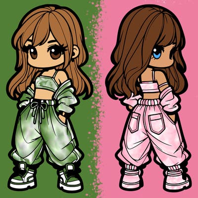 girl in crop top and baggy pants