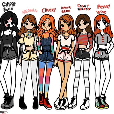 a group of girls wearing crop tops and shorts