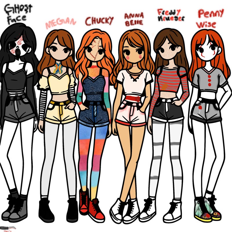 a group of girls wearing crop tops and shorts