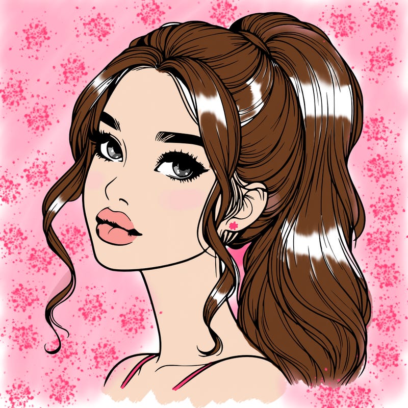 realistic girl with a ponytail on her hair and lips