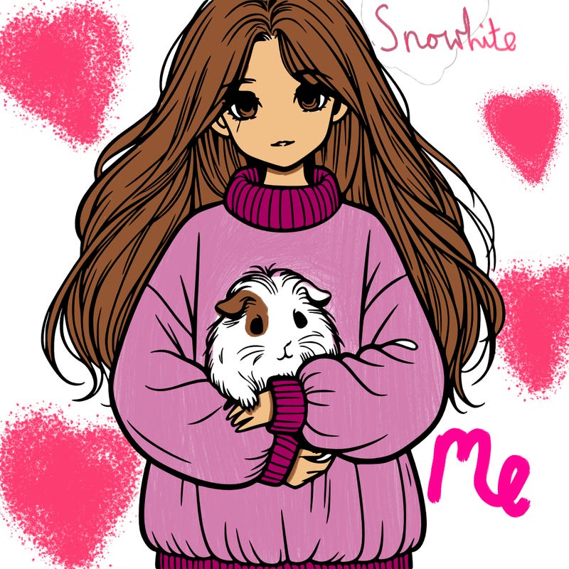 girl with long hair wearing a oversize jumper holding a guinea pig