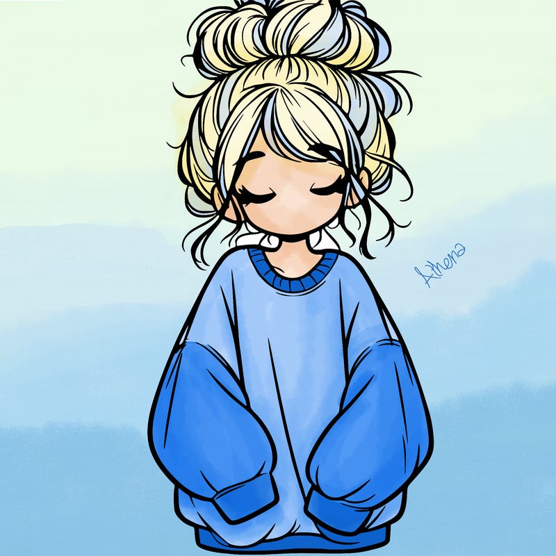 girl with baggy sweatshirt and messy bun
