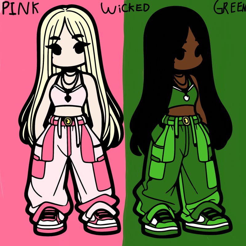 girl in baggy pants crop top and long hair