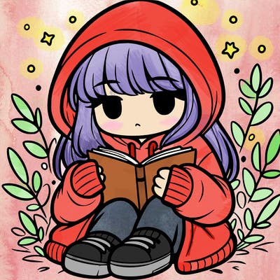 girl in oversized hoodie reading a book