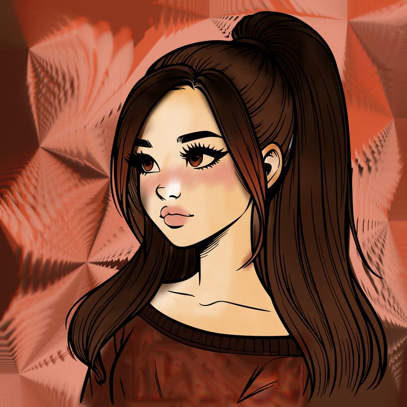 realistic girl with a high ponytail