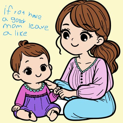 baby girl and mom
