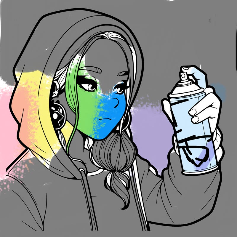 a realistic girl, spray painting