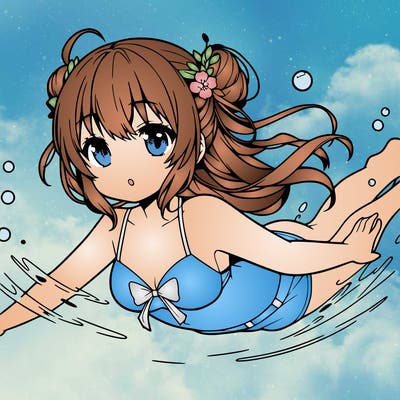 anime girl swimming