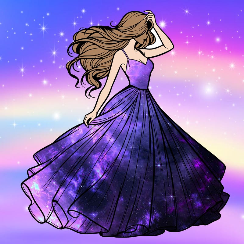 realistic woman with dress flowing in the wind