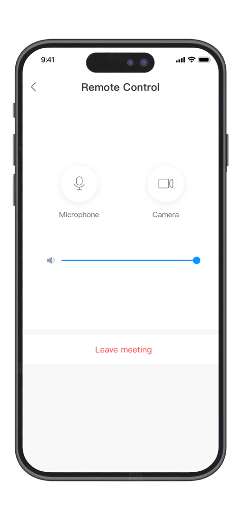 IdeaShare - IdeaShare app interface for remote control of meeting audio and video settings