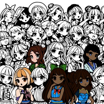 a lot of anime girls deferent