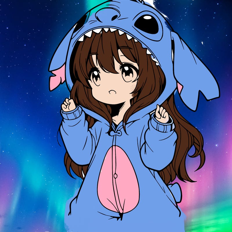 anime girl in a stitch onsie