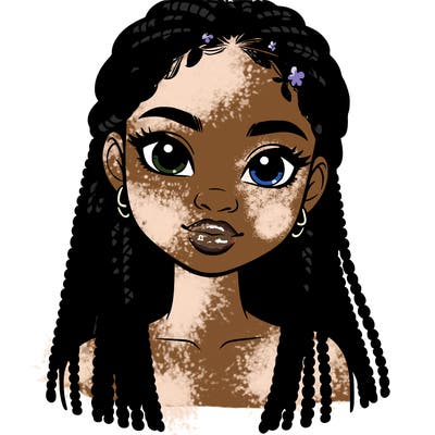 a realistic black girl with braids