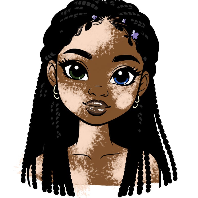 a realistic black girl with braids