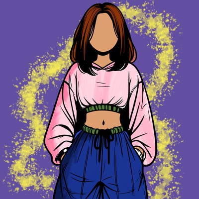 realistic girl faceless with baggy pants and a crop top
