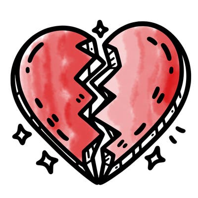 split in half heart