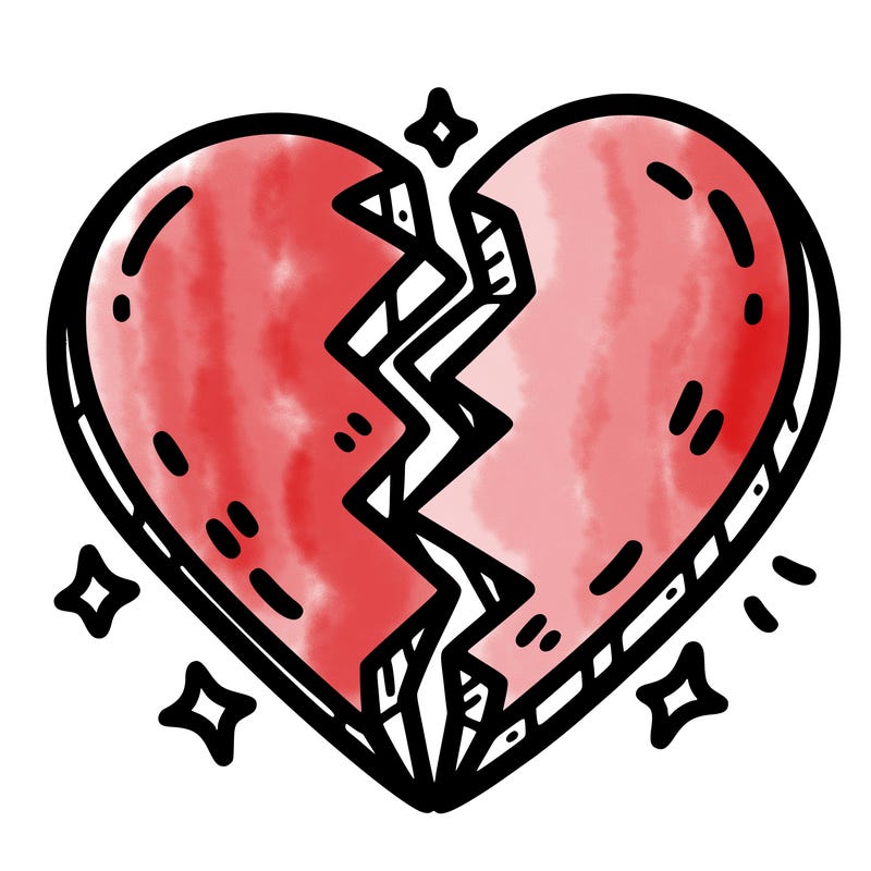 split in half heart