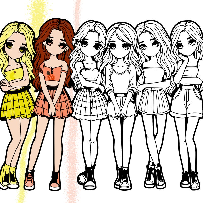 a group of girls realistic
