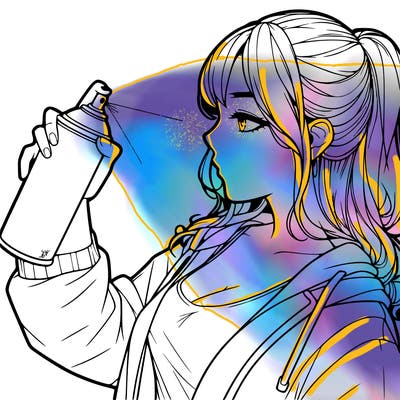 a realistic girl spray, painting