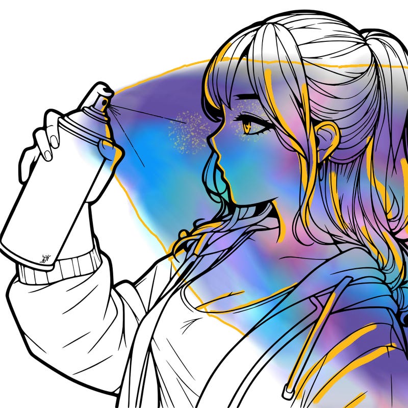 a realistic girl spray, painting