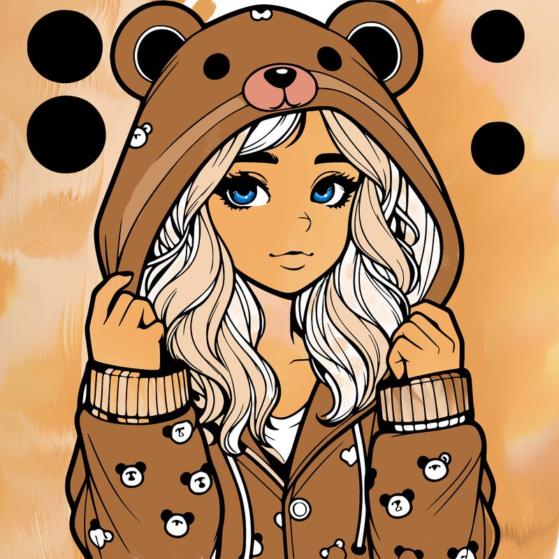 realistic girl in a animal pjs hoodie