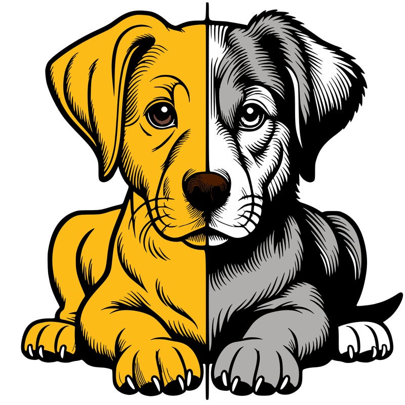 realistic dog split picture