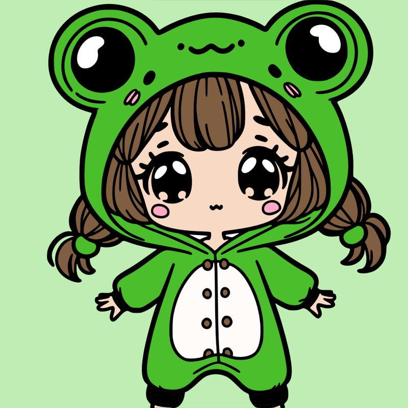 a girl in a frog onsie