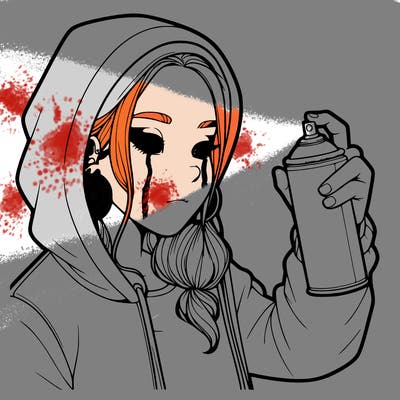 a realistic girl, spray painting